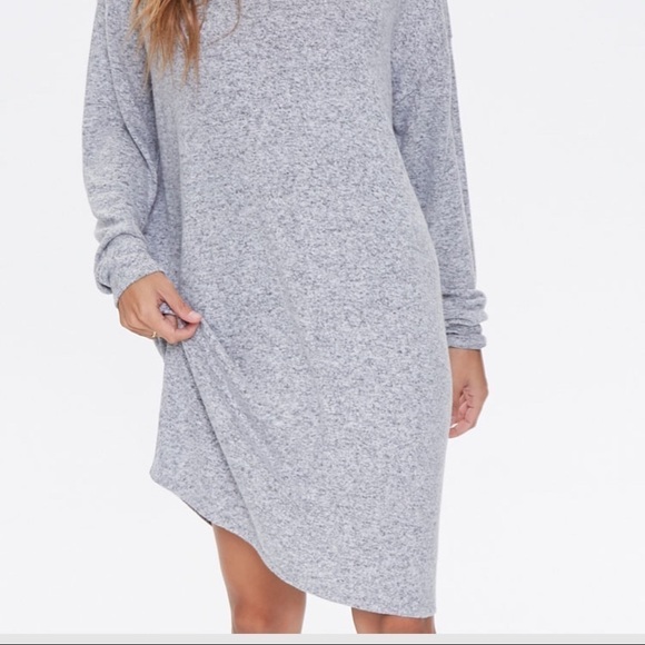 NEW-CAPELLA Marled Knit,Deep V-Neck, LongSleeve,Shift Mini Dress Heather Gray LG - Picture 3 of 12